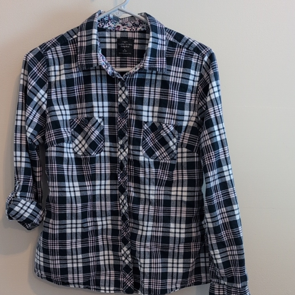 Old Navy Black and White Plaid Shirt